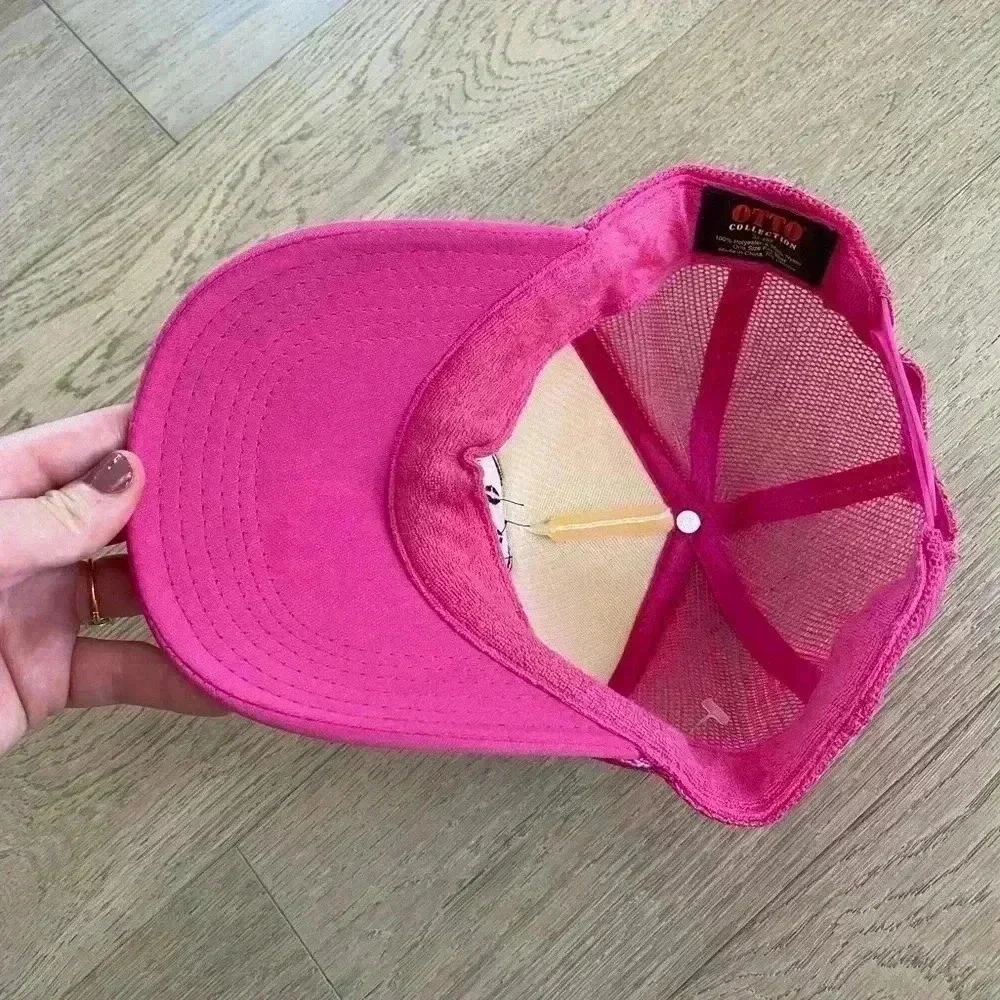 Otto Trucker Hat Smilely Face Pink Adjustable